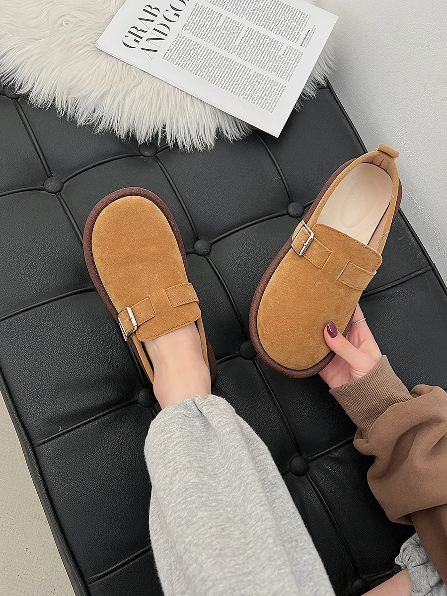 Winter Shoes Women Clogs Platform Casual Female Sneakers Loafers With Fur Flats Soft Shallow Mouth Round Toe Creepers Retro Slip