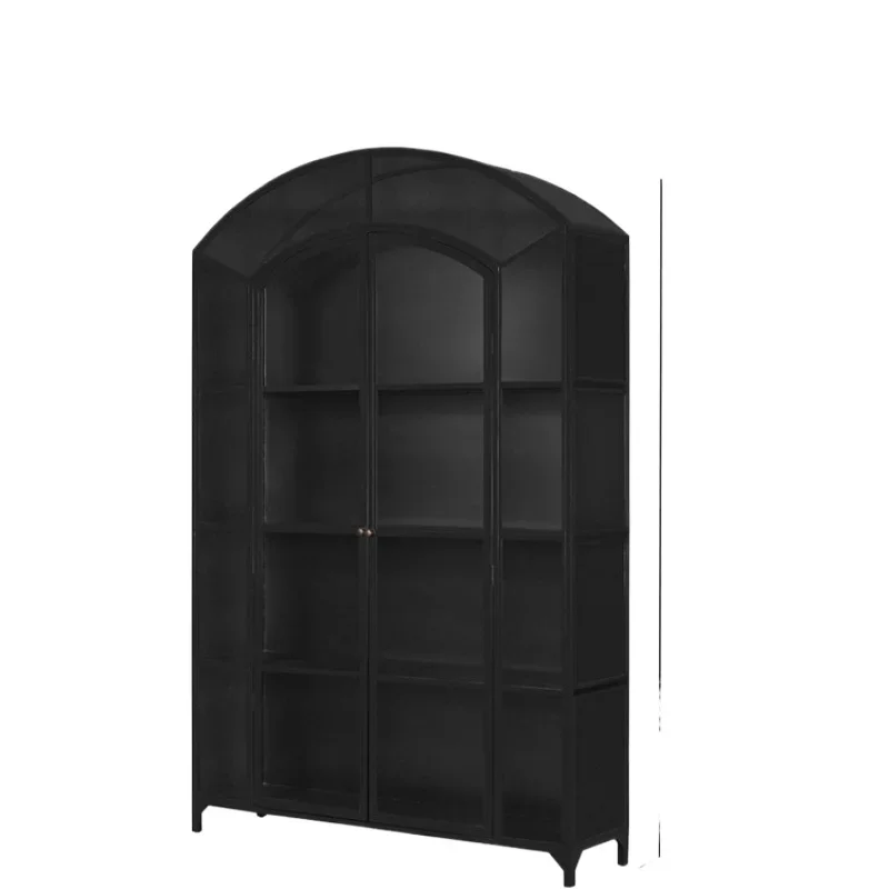 

French solid wood arched bookcase, American retro Nordic light luxury locker, modern simple wall