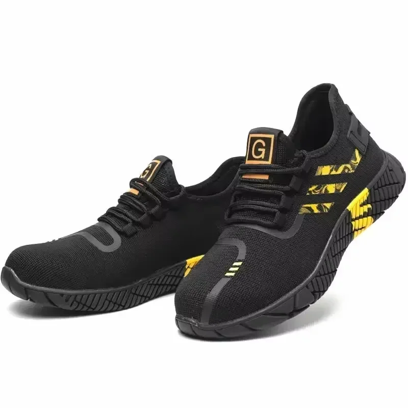 

Men Steel Toe Work Sneakers Safety Shoes Anti Puncture Construction Boots Lightweight Kevlar Protective Footwear Summer Work