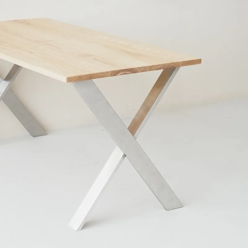 Brushed Stainless Steel Table Legs Heavy Duty Desk Base Industrial Furniture Parts for Dining Office Kitchen Island Support
