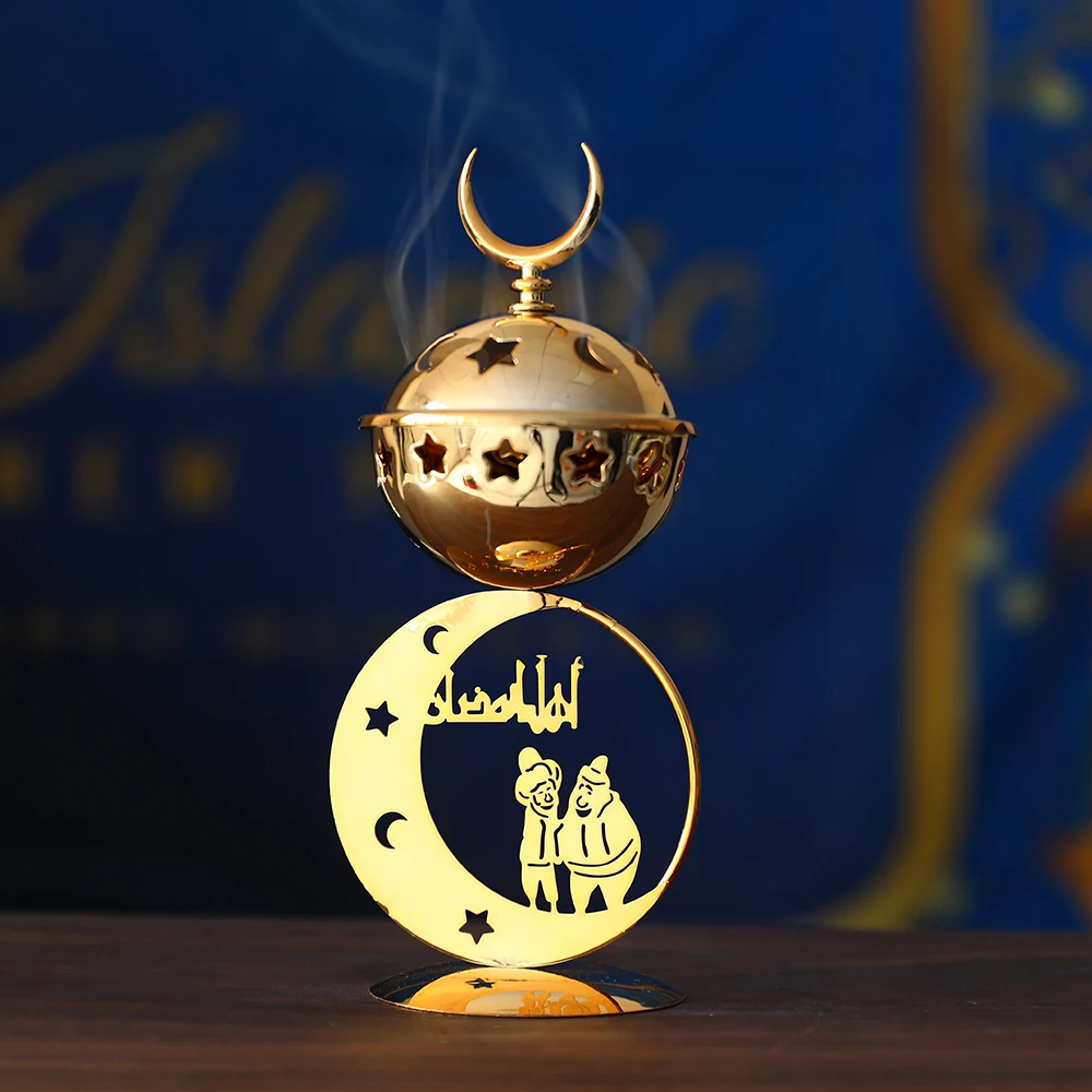 Muslim Ramadan Metal Incense Burner 3D Hollow EID Mubarak Aromatherapy Burner Islam Arab Festival Table Decorations Party Supply