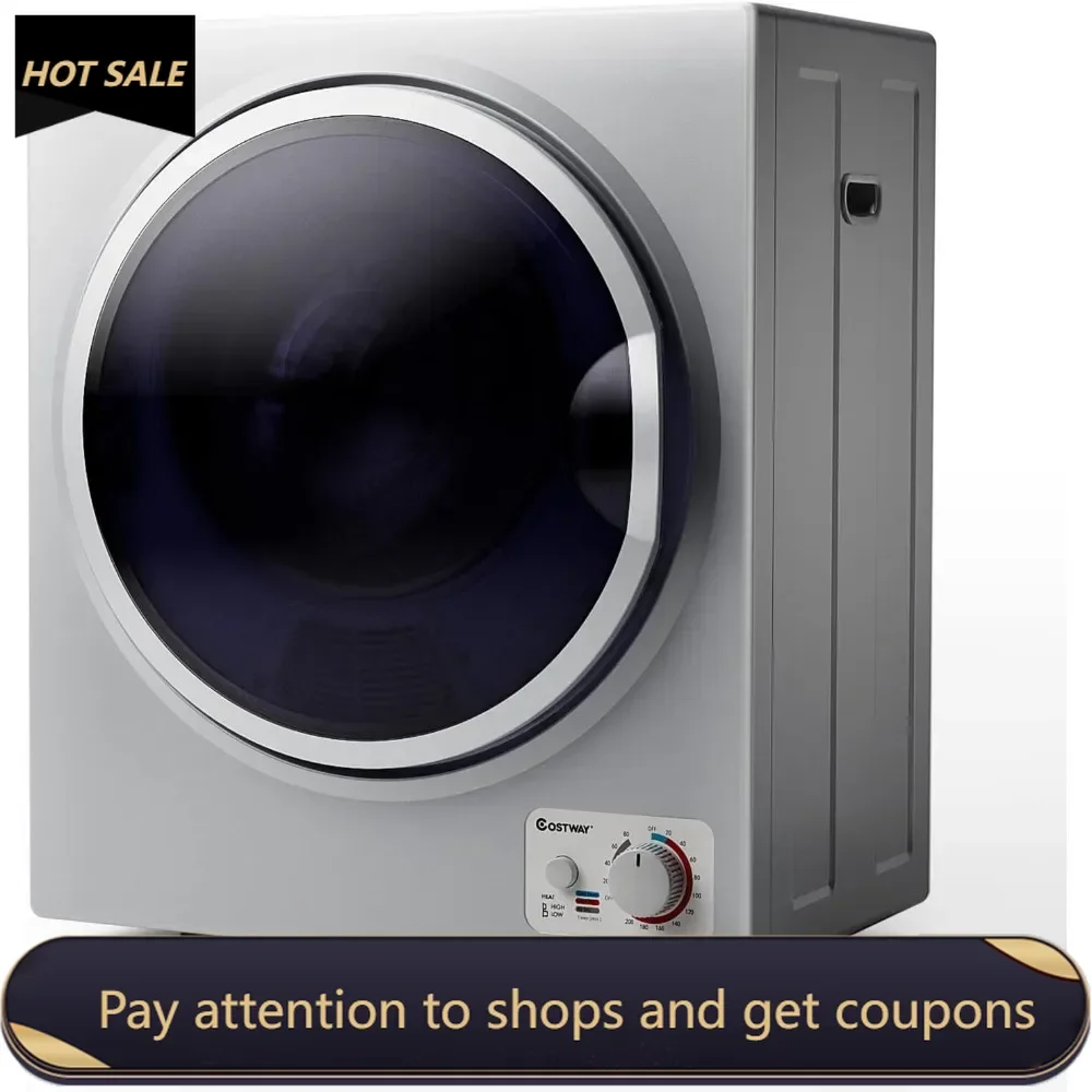 

Compact Laundry Dryer, 110V Electric Portable Clothes Dryer with Stainless Steel Tub, Control Panel Downside Easy Control