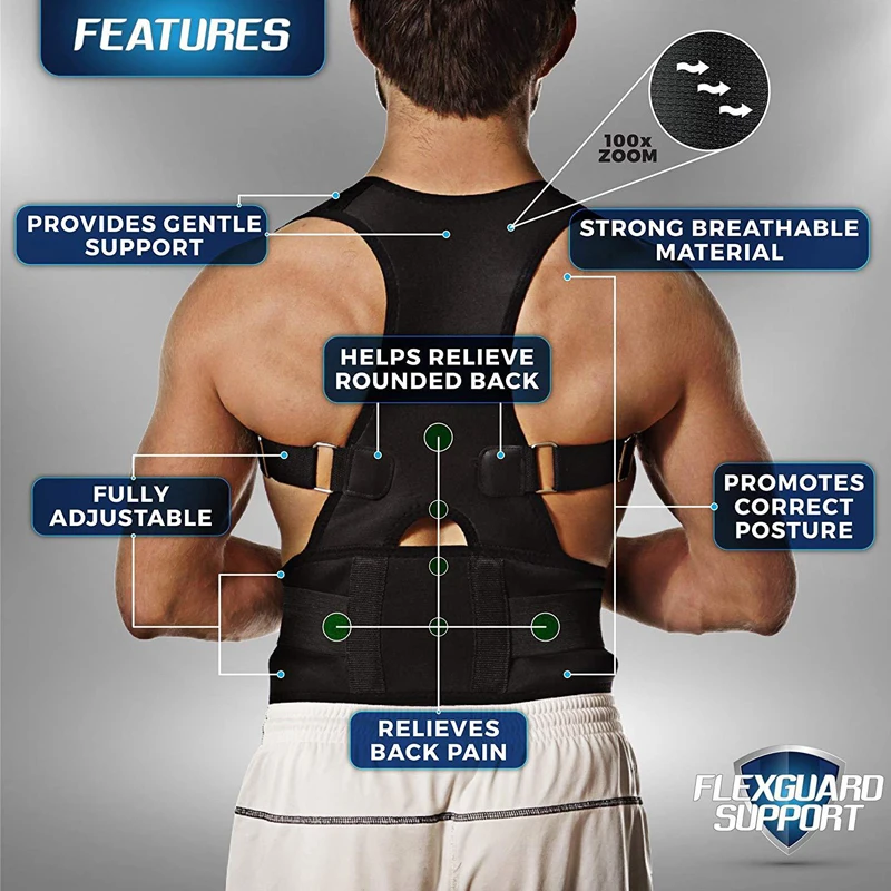 Posture Corrector Magnetic Therapy Brace Shoulder Back Support Belt for Men Women Braces & Supports Belt Shoulder Posture