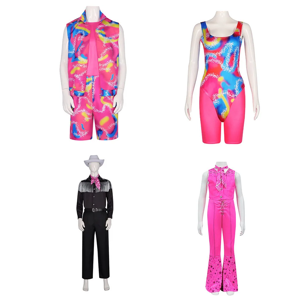 ชุดคอสเพลย์บาร์บี้จากภาพยนตร์ปี 2023 กางเกงรัดรูป ชุดแสดงฮาโลวีน เสื้อผ้าการแสดงบนเวทีแบบดั้งเดิมของผู้หญิง...