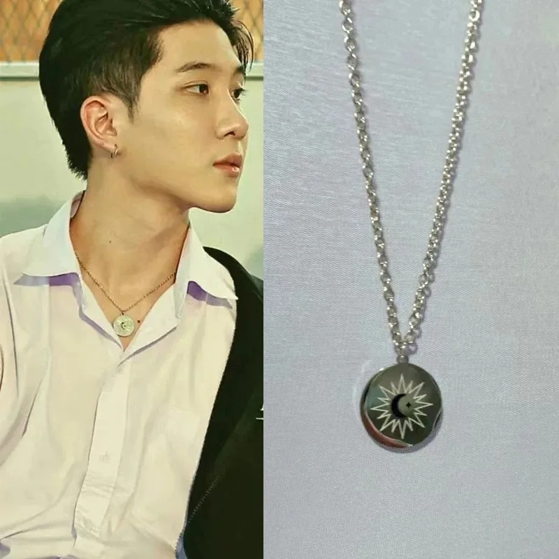 TV Series คาธ The Eclipse Cosplay Ayan Khaotung Moon Star Circular Pendant Titanium Steel Necklace Lovers Jewelry Accessories