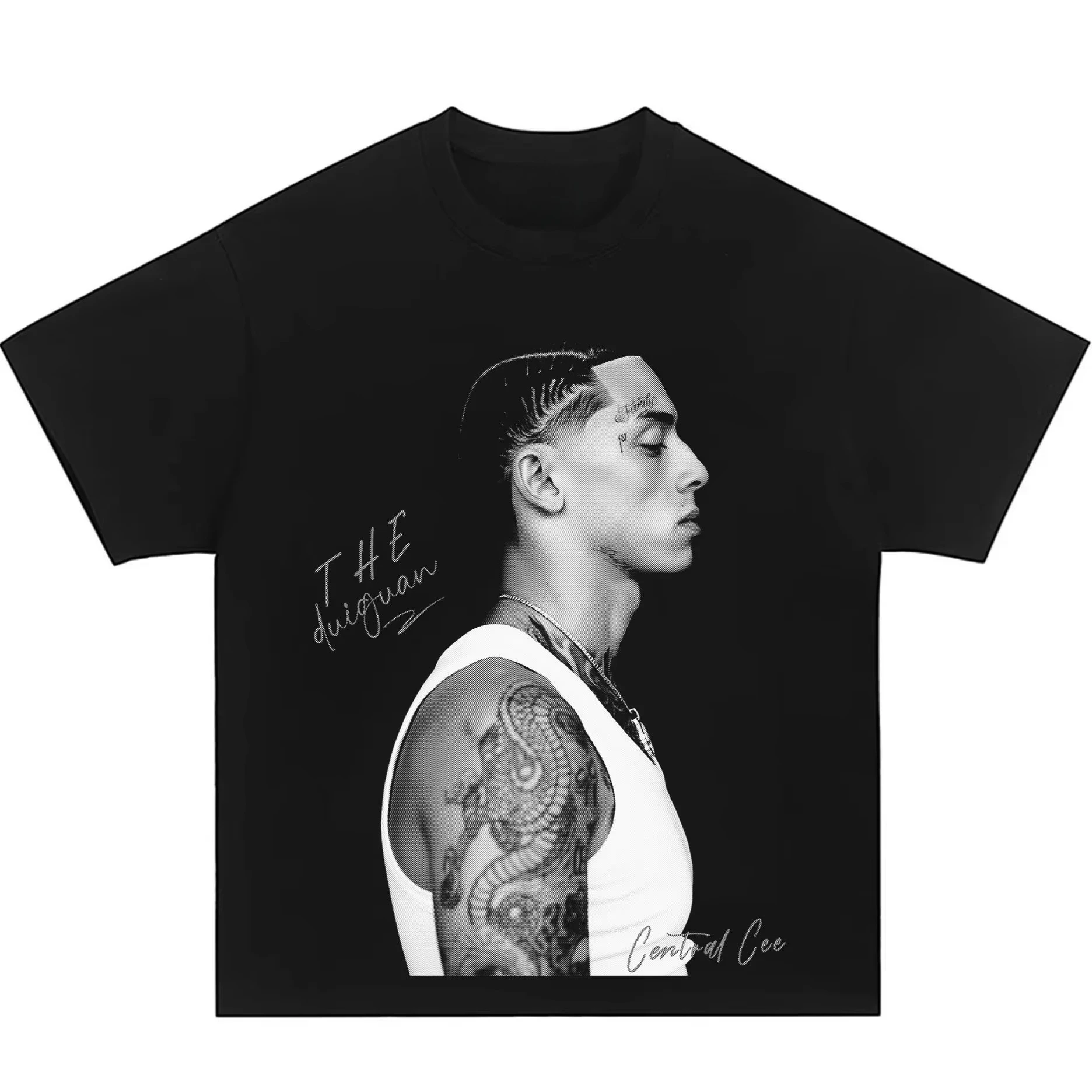 2026 Summer Central Cee Graphic T-Shirt Men Minimalist Vibe Tee Hip Hop Artist Fan Merch Breathable Cotton Streetwear Casual Top