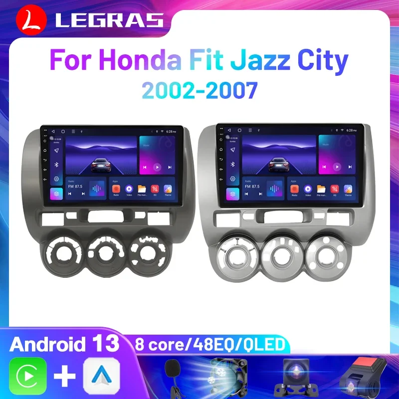 Car Stereo Multimedia Player 2Din Android For Honda Fit Jazz City 2002 2003 2004 2005 2006 2007 Autoradio Radio Wireless Carplay