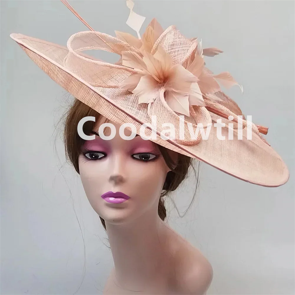 Grand Chapeau Fascinateur Derby pour Femme, Plume, Royal Ascot, ixde Mariage, Pièce de Sauna, Fleur, Église