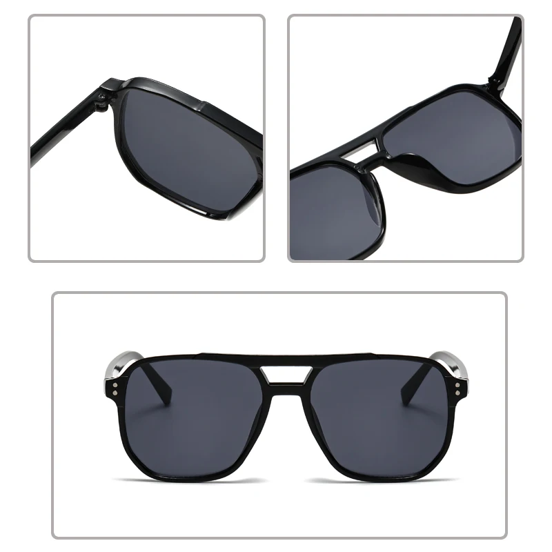 멀티 피스 조합 선글라스, 패셔너블하고 심플한 대형 프레임 선글라스, 클래식 더블 빔 여성용 선글라스