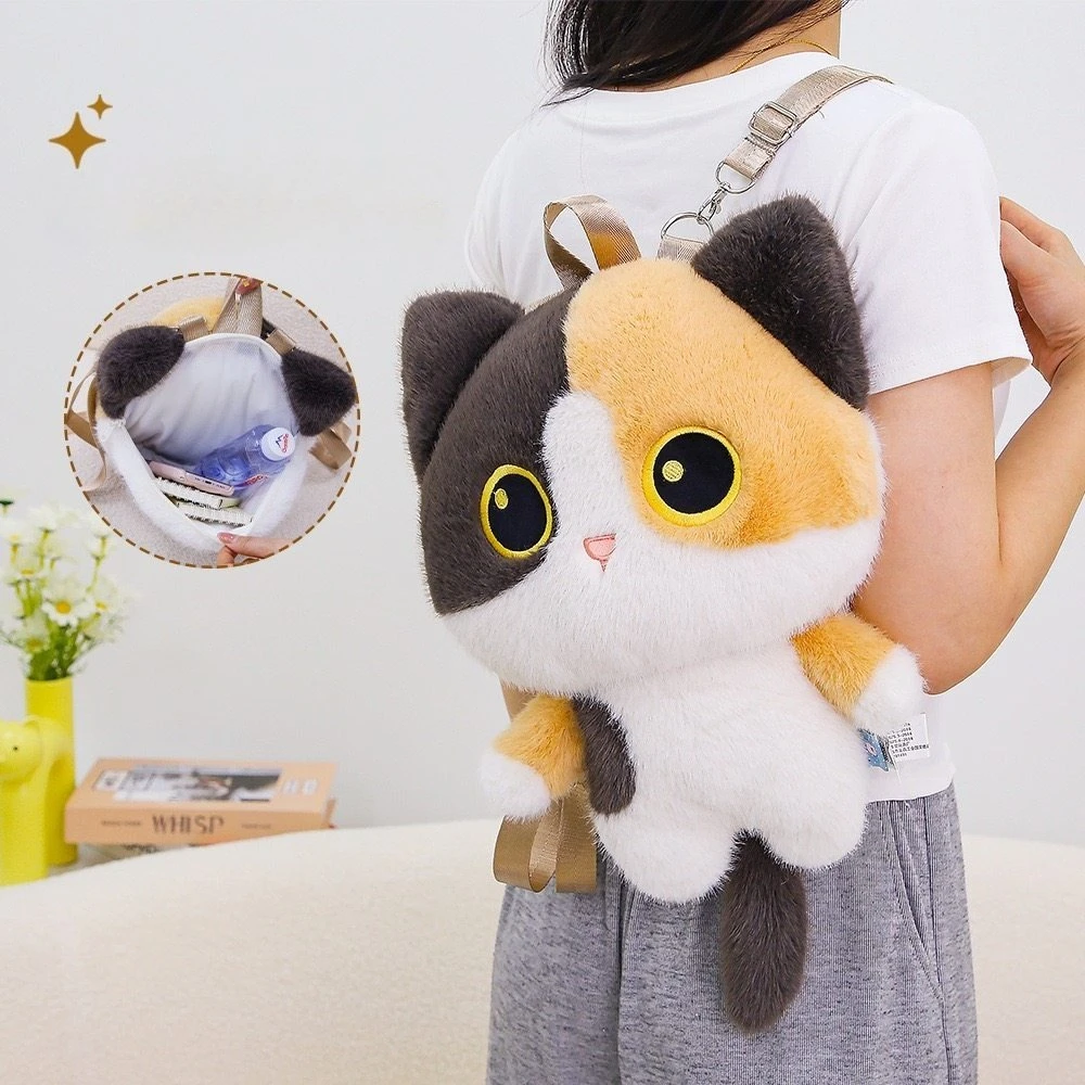 50cm Cat Plush Backpack Anime Bag Stuffed Doll Cute Animals Student School Supplies Soft Large Capacity Storage Bag Gifts