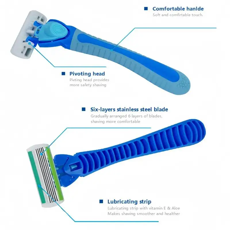 1 مقبض + 3/6/18 شفرات/ ماكينة حلاقة يدوية للنساء 6 طبقات من الفولاذ المقاوم للصدأ لإزالة الشعر شفرات حلاقة قابلة للاستبدال #4
