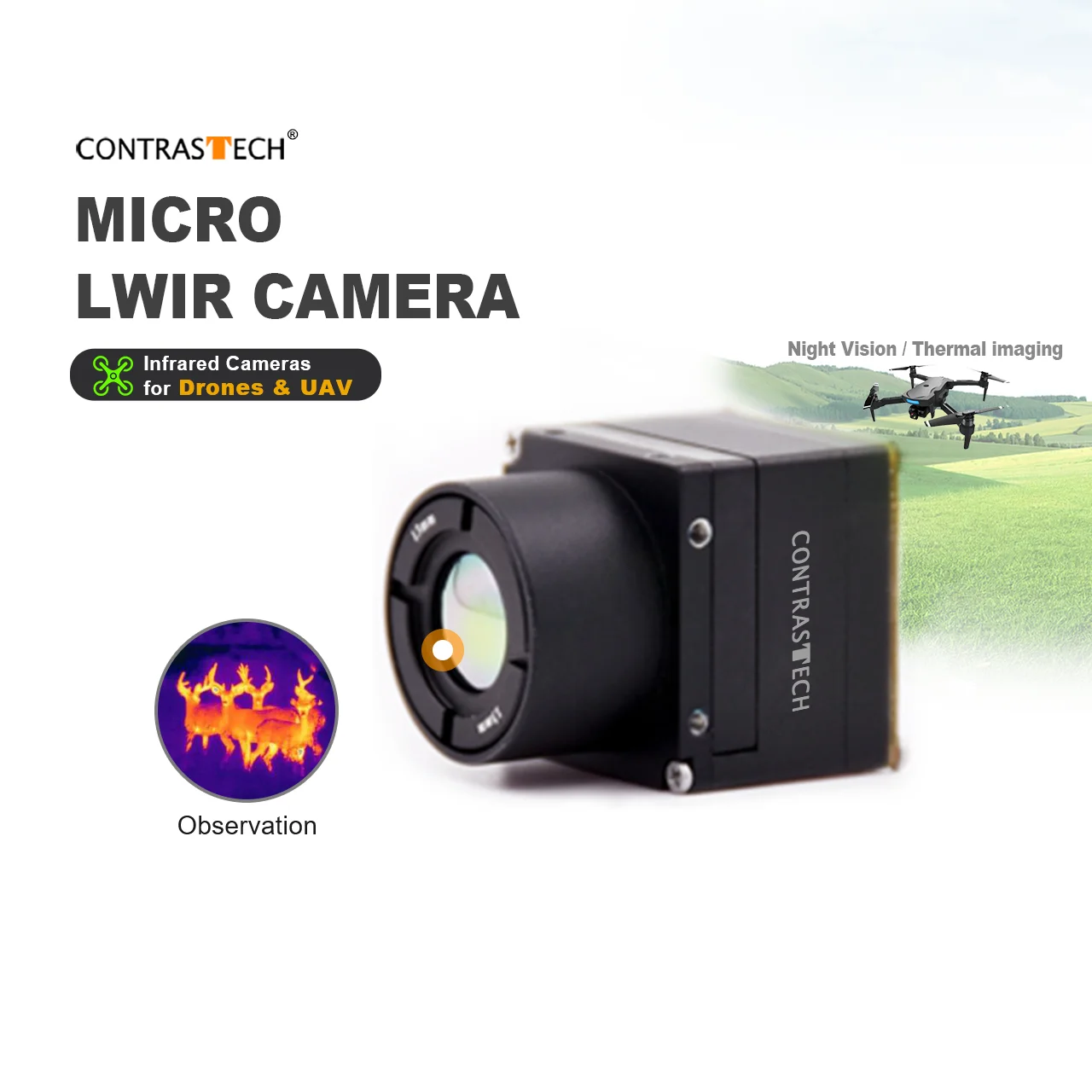 4.1mm 640x512 50kHz 25kHz Night Vision Flir Substitute Thermal Camera for Fire Security 1 Contrastech