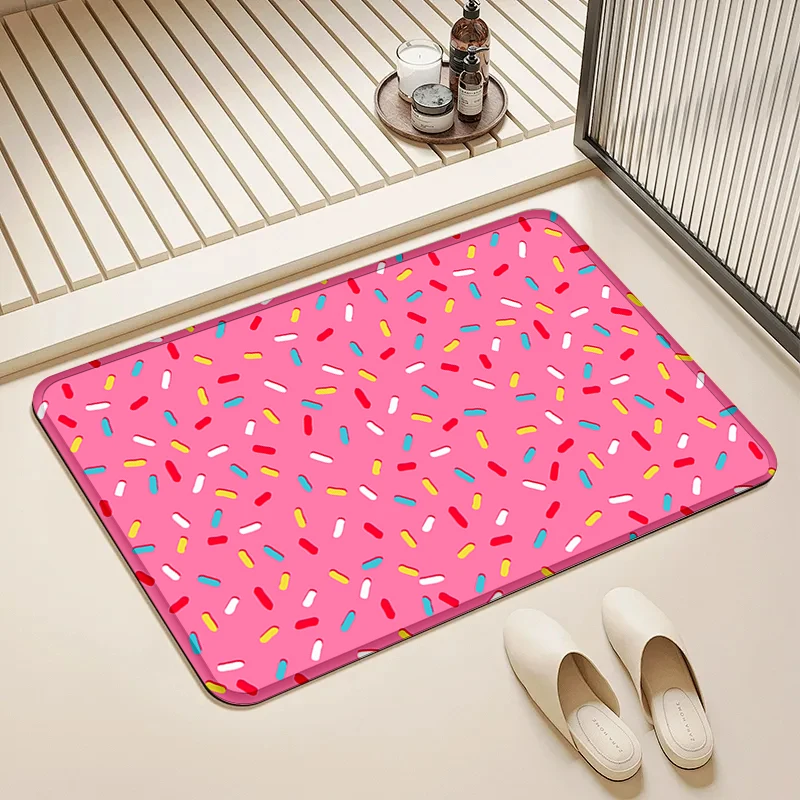 

Pink Candy Pattern Doormat Non-Slip Floor Mat Home Entrance Door Rug Sweet Style Decor Kitchen Bathroom