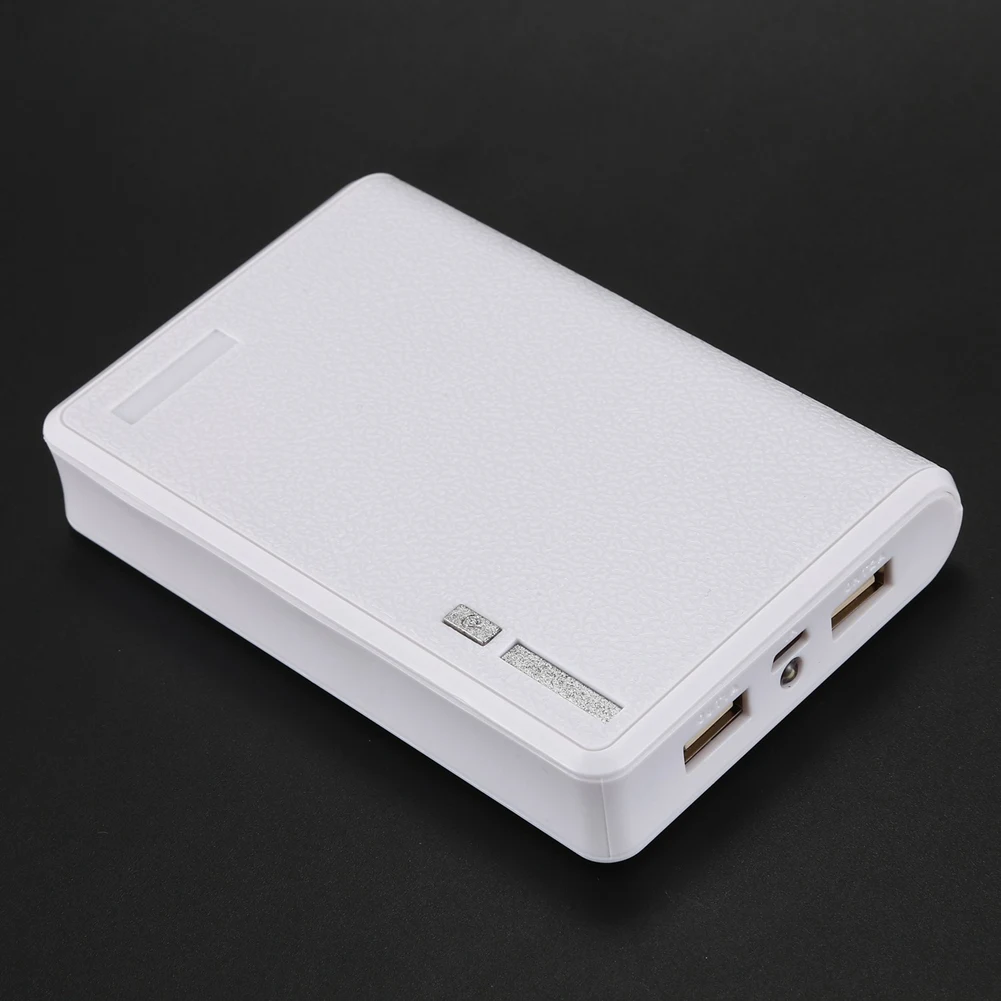 Efficient 2X Portable USB 5V 2A 18650 Power Bank Battery Box For Iphone6 Smartphone Colour:White