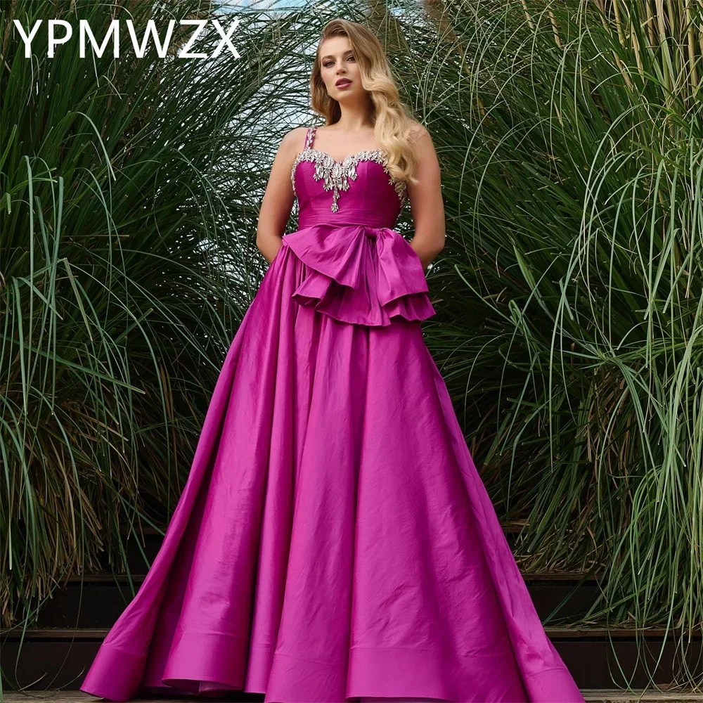 

Customized Evening Dress Party Occasion Formal Prom Gown YPMWZX Strapless A-line Floor Length Skirts Fold Bespoke