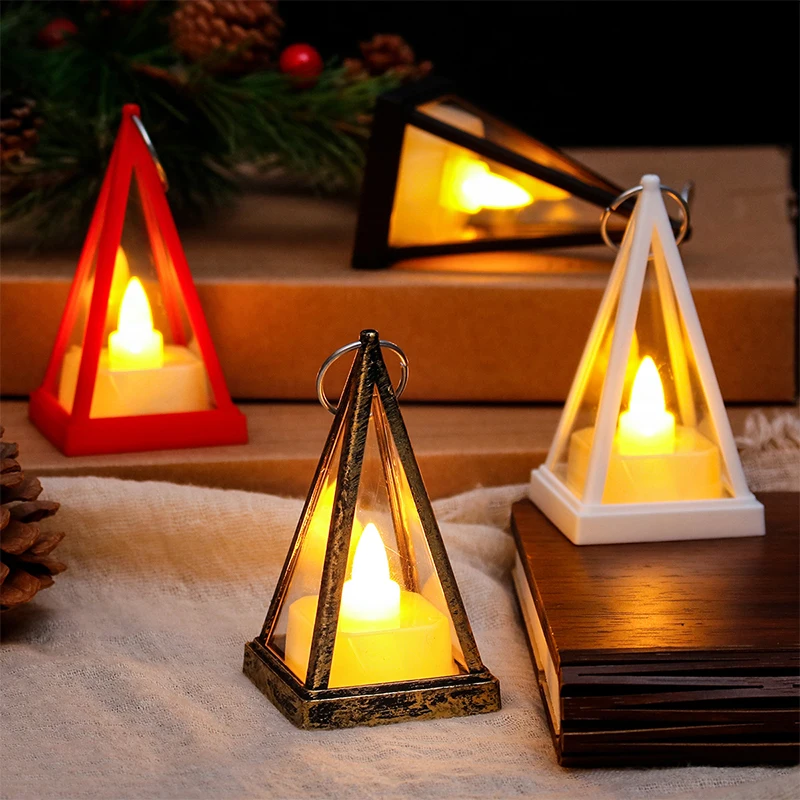 European Style 9cm Mini Led European Triangle Light Simulation Cande Light Dollhouse Miniature Night Lamp Home Model Decor Toy