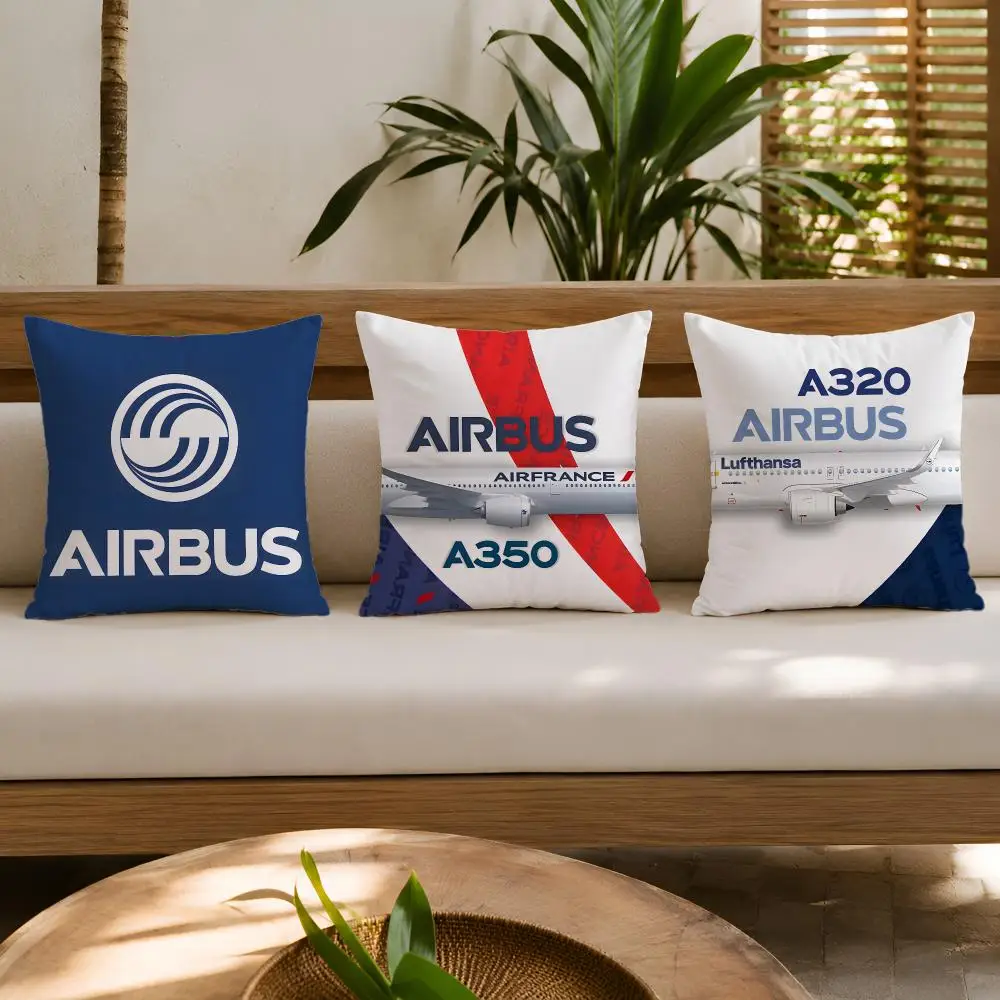 A-Airbus Logo Cushion Cover Wrinkle-Resistant Short Plush Cushion Covers Breathable Machine-Washable