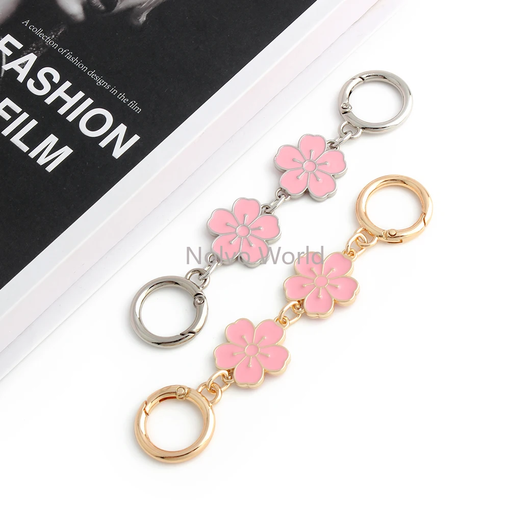 2/10/30PCS 12.5/13CM Flower Shape Purse Strap Extender Chains With Rings For Bags Charms Handbag Purse Shoulder Belt Accessories