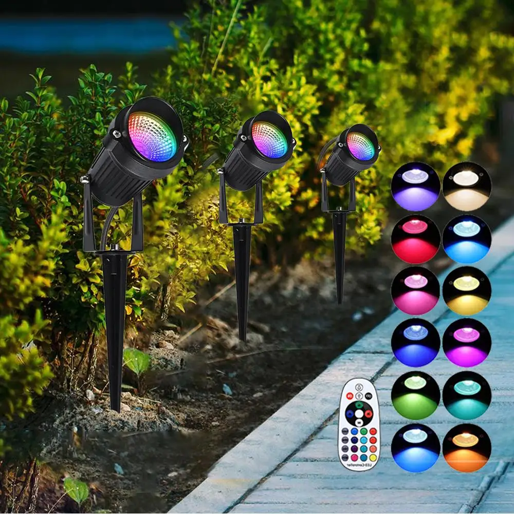 Rvb RC passerelle disque chemin lumière extérieure jardin paysage projecteur étanche Mini Diode électroluminescente pelouse sol projecteur