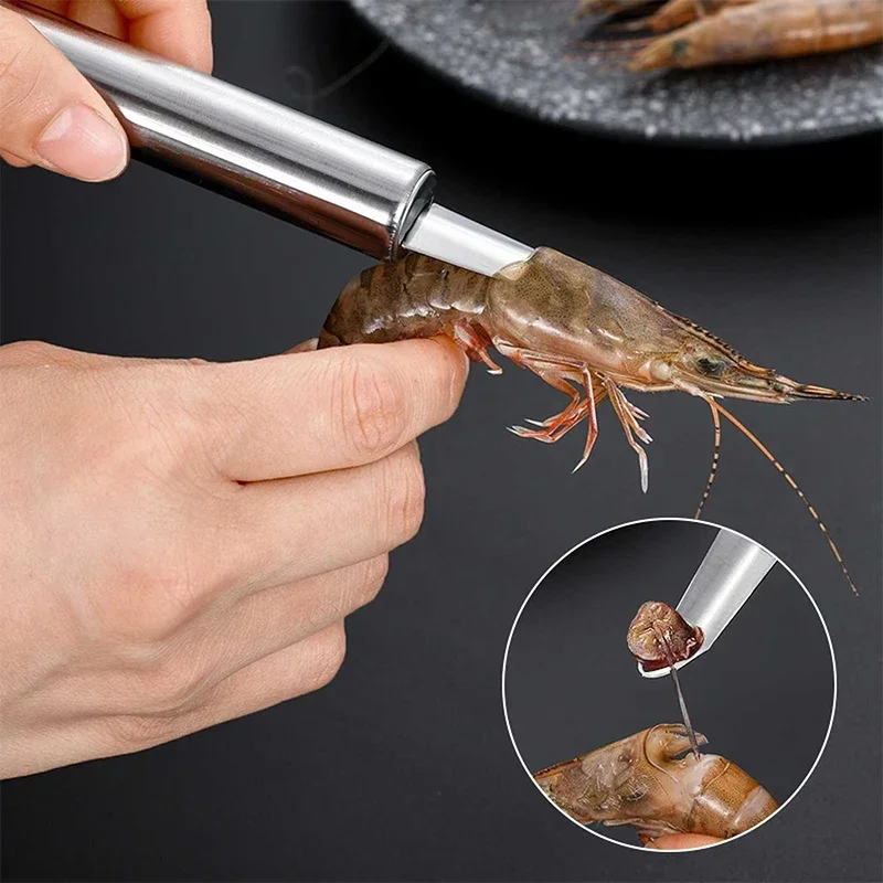 Pelador de camarones de acero inoxidable, eliminador de líneas de camarones multifuncional, pelador Manual de frutas y azufaifa, pelador de langosta, herramienta para mariscos