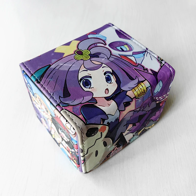 Anime Pokemon Acerola Figure Deck Box Board Games TCG OCG PTCG WS Yugioh Trading Cards Pu Leather Storage Box 100+