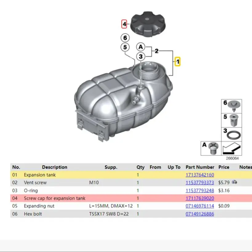 BM F22 F30 F32 F36 2/3/4 Coolant Expansion Tank Overflow Reservoir OEM 17137642160 17137609468 CAP AND TANK