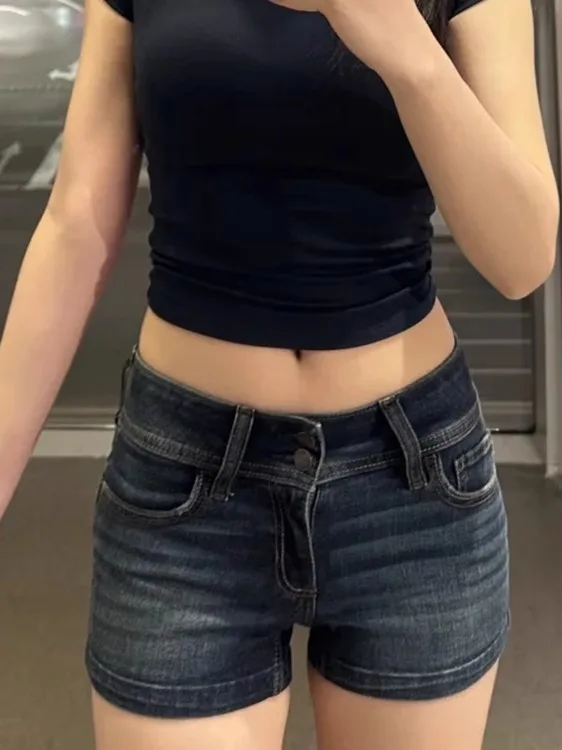 

Low Waist Denim orts Women's plus Size Summer Fat MM Pear Body ape Slim Fit Butt Hing Hot Pants Straight Leg Jeans