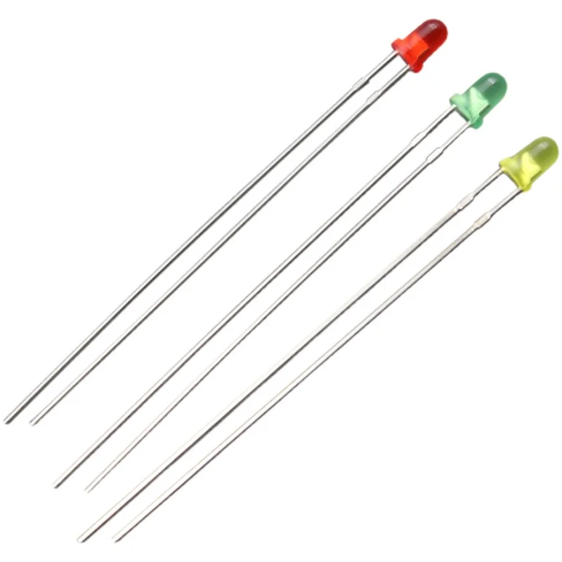 10PCS LED Extended Foot 53mm Lamp Bead F3 Highlight Round Head Red Yellow Green Blue Light Emitting Diode Plug-in Indicator