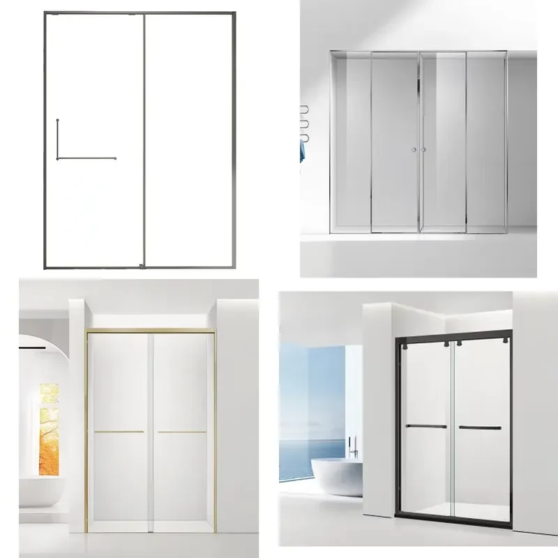 Shower Door Glass Sliding Shower Door with 304 Stainless Steel Frame for Bathroom Villa Hotel Wet and Dry Separation