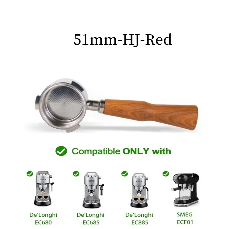 51mm Coffee Bottomless Portafilter Aluminum For Delonghi EC680 EC685 Replacement Filter Basket Espresso Machine Handle