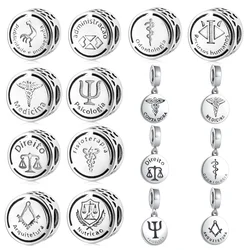 2024 Europe New 925 Plated Silver Occupation Round Pendant Charm Bead Fit Original Pa Bracelet DIY Women Jewelry For Gift