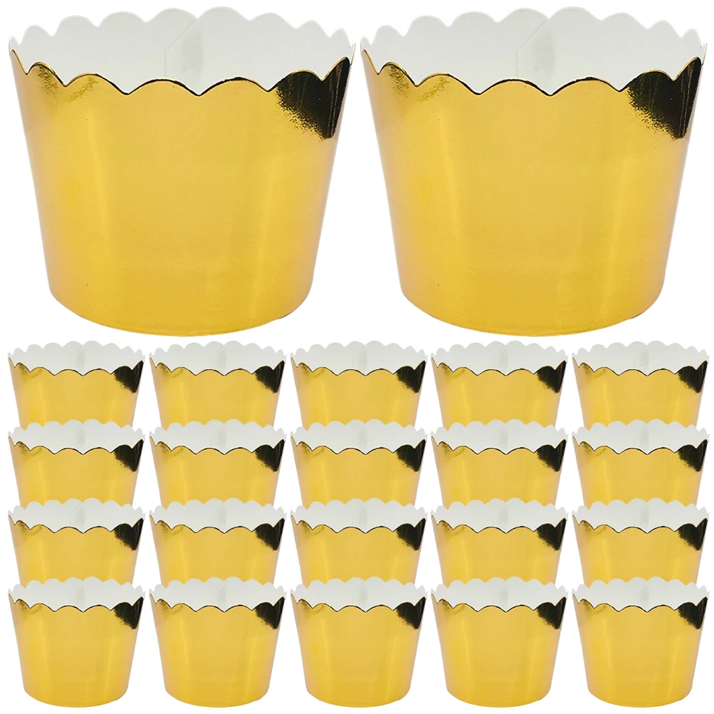 

100pcs Golden Cake Cups Paper Baking Cups Disposable Large Size PE Coating Muffin Cupcake Liners Pudding Containers