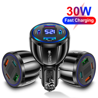 30W USB C Car Charger Adapter 4 in 1 Type C PD Fast Charging with Voltage Digital Display for Mobile Phone Iphone Xiaomi in Car