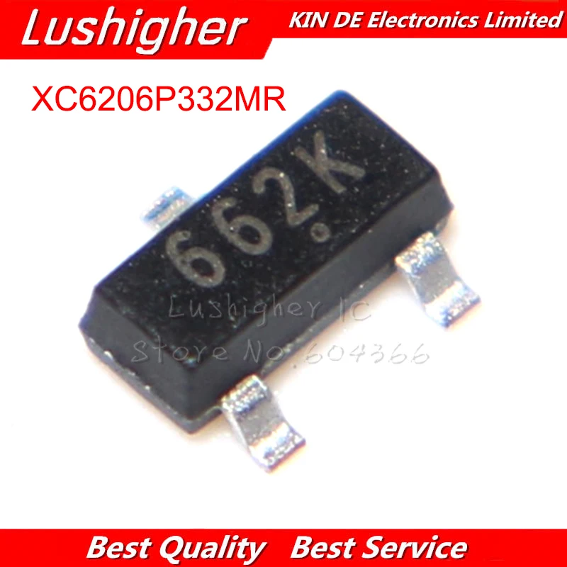 100pcs XC6206P332MR SOT23 XC6206P332 marking: 662K SOT-23 3.3V 0.5A Voltage Regulator