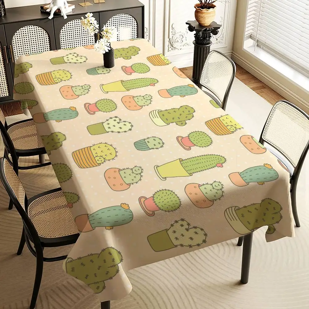 Cartoon Cute Cactus Plant Tablecloth Home Dinner Party Table Cover Wedding Banquet Outdoor Party Cover Decoration Tablecloths