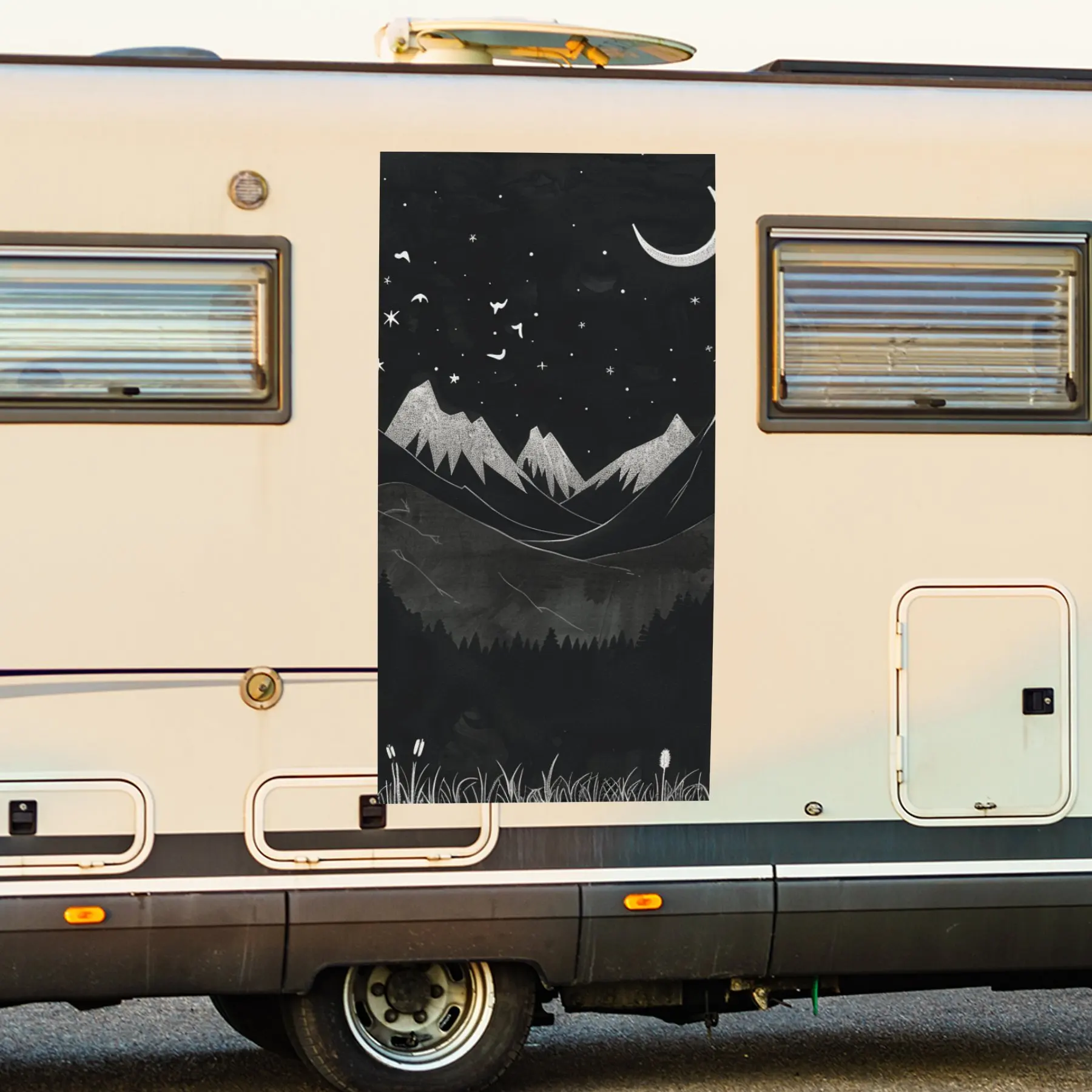 

Mountain Night Vinyl Decal for Motorhome Car Door, Waterproof Self-Adhesive Vinyl Stickers, Decoration Protection Automotive Car