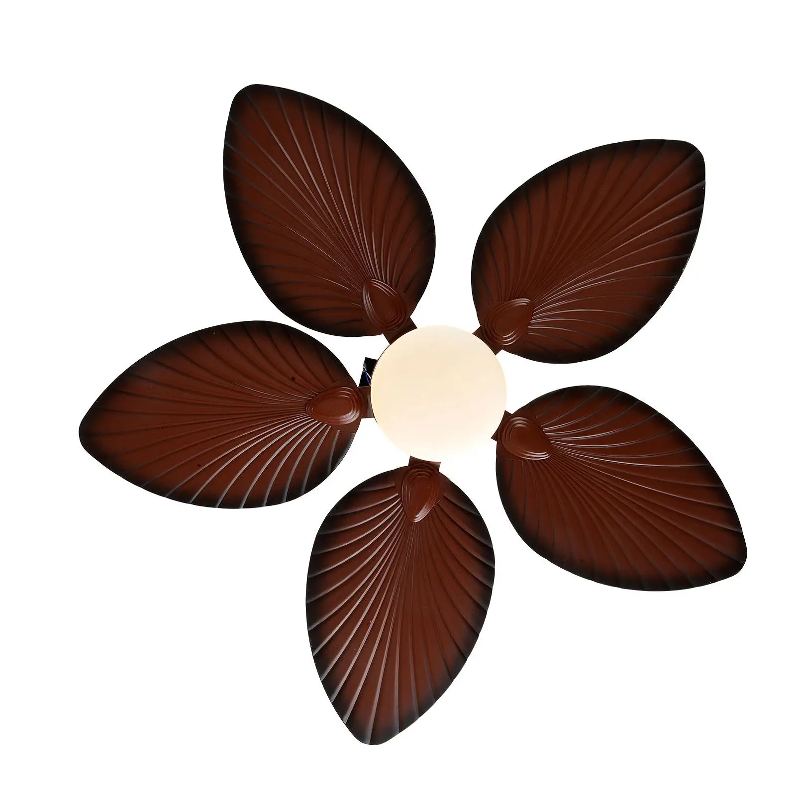 52" Tropical Ceiling Fan Five Palm Leaf Blades with Remote Control Coffee Brown for Patio Living Room