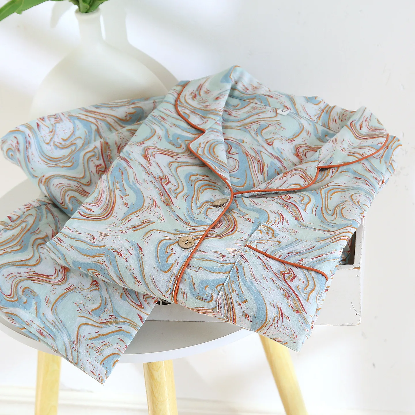 

Summer Women's Pajama Set Cotton Long Sleeve Casual Home Clothes Two Piece Set