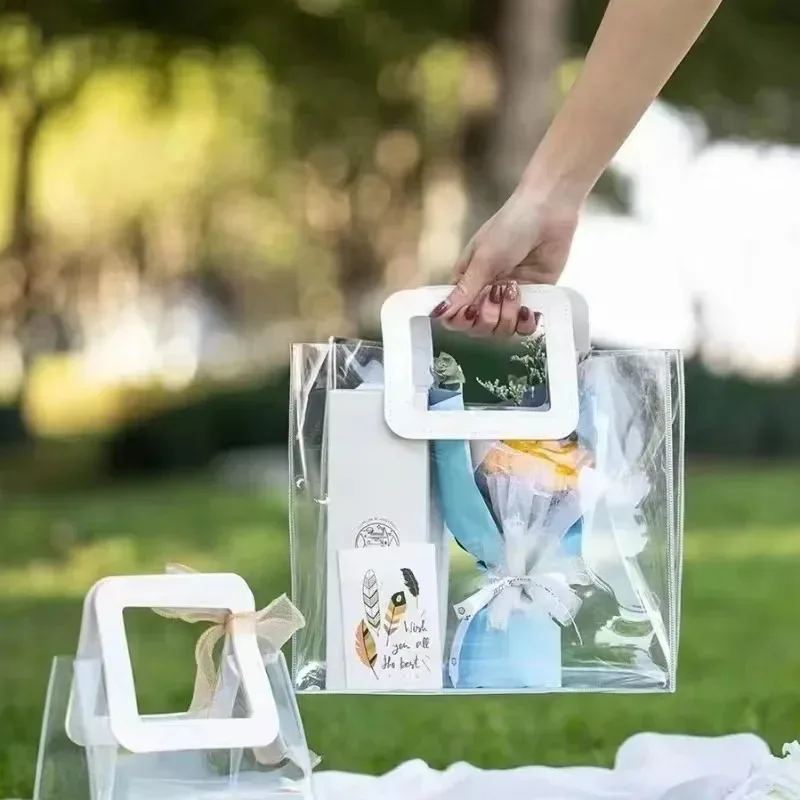 1-20 Stück PVC Transparente Geschenktüten Tragbare Handtaschen für Hochzeitsbonbons und Gastgeschenke für Partys, Geburtstage und Events im Ins-Stil
