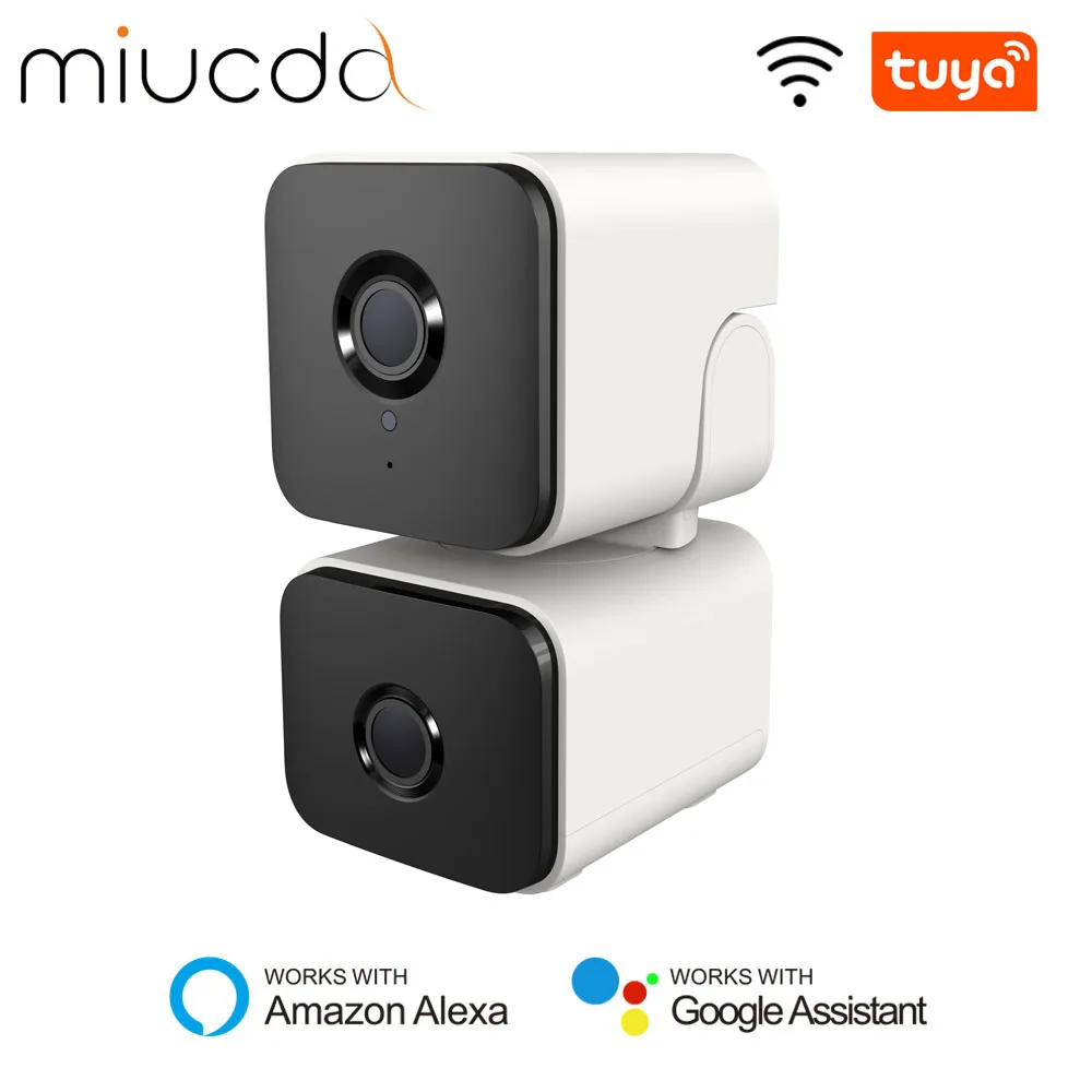 miucda camera inteligente dual lens deteccao humana noite ir rastreamento automatico funciona com alexa google home tuya wifi 4mp 01