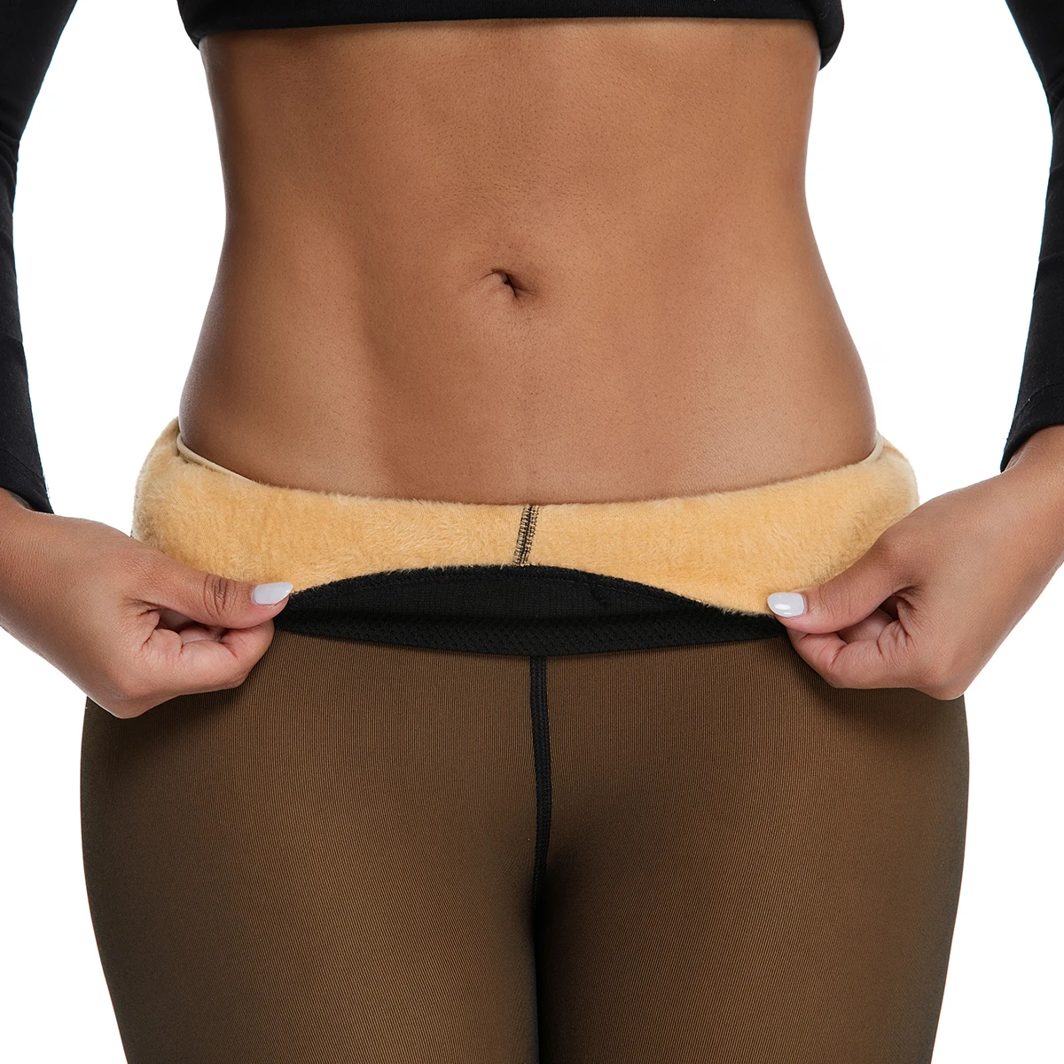 One-Piece Full Length High Stretch Keep Warm Women Yoga Pants Skin Penetrating Pantyhose Winter Gym Yoga Sport Leggings Trousers