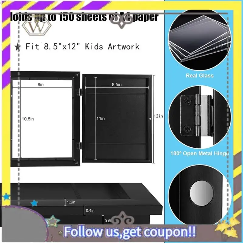 Novos molduras de arte infantil com abertura frontal, molduras de exibição de arte infantil 13,8 x 10,4 polegadas, para crianças, desenho e artesanato (branco, 2 peças)