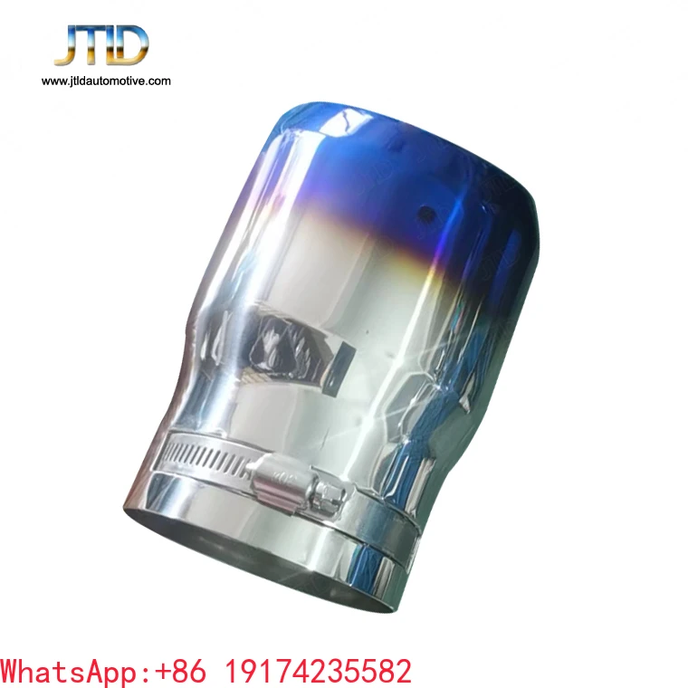 

Universal Blue Burnt Stainless Steel Exhaust.Tip 2.5" Inlet Tailpipe Angle Cut 4" Outlet Exhaust.Tip