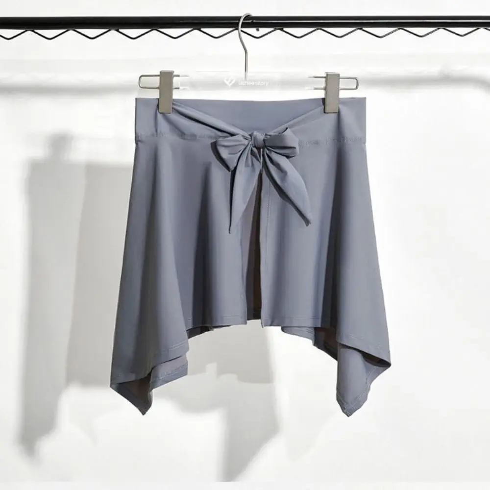 Hip-Hiding Yoga Cover Buttock Skirt Solid Color Irregular Sports Anti-empty Skirt Bowknot Short Women Half Body Skirt