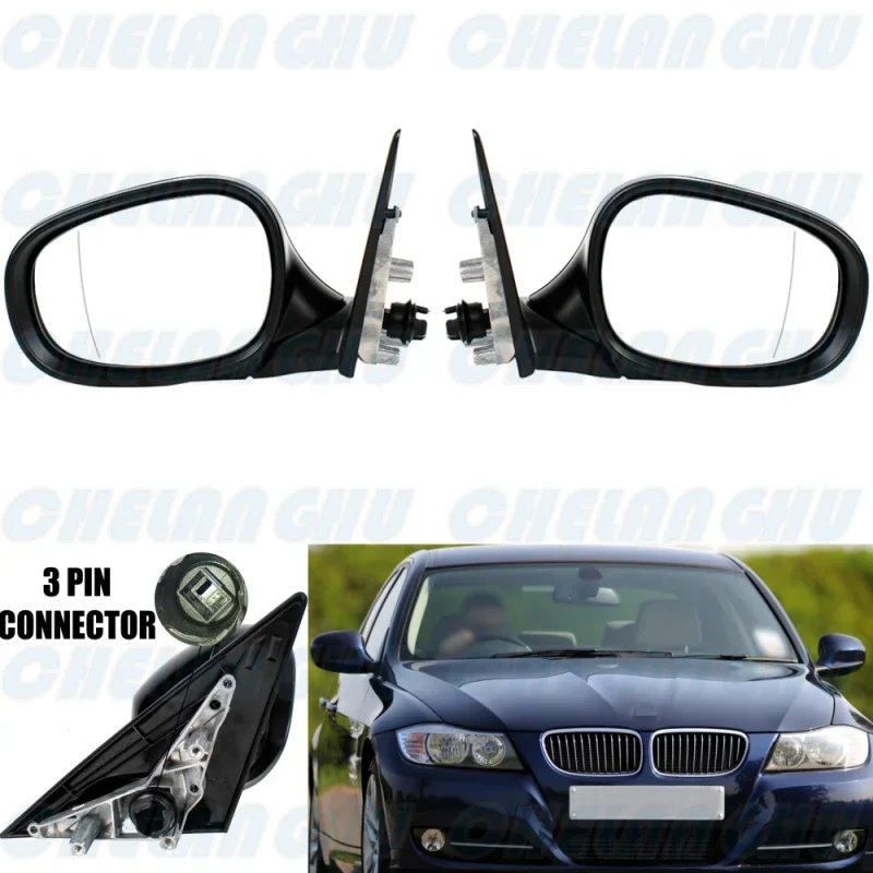 

For BMW E90 E91 LCl 318i 320i 325i 330i 2009 2010 2011 2012 1 Pair 3Pins Black Painted Power Adjust Memory Mirror Assembly