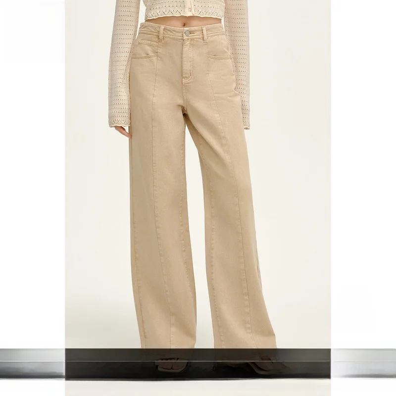 

High Waist Wide Leg Straight Cut Jeans Light Color Faionable New Arrival Summer Women's Clothing Versatile Sli Trousers