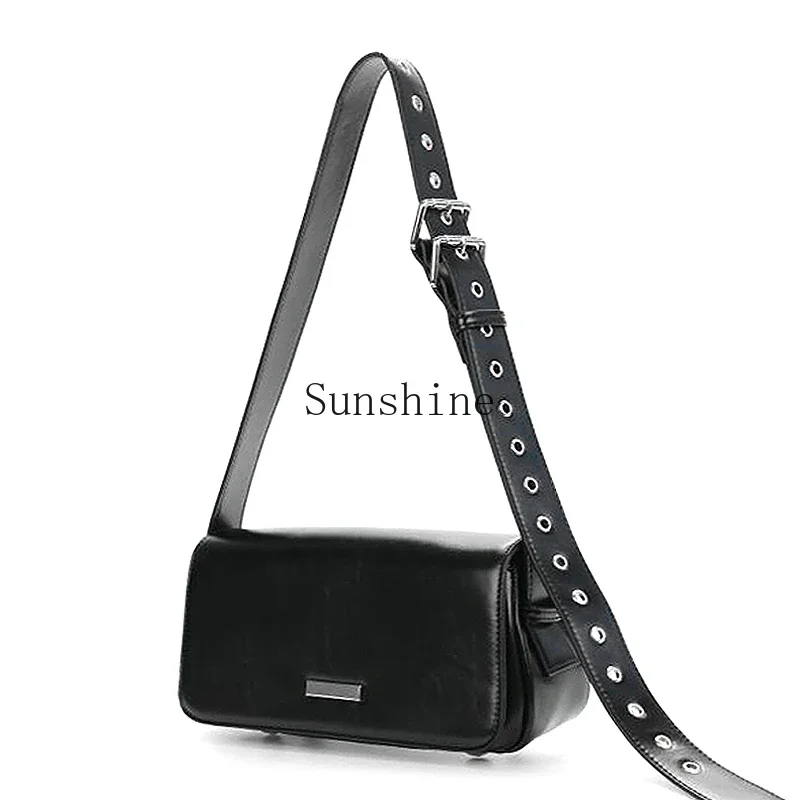 

Black flip rivet small square bag · Underarm/messenger bag for 2