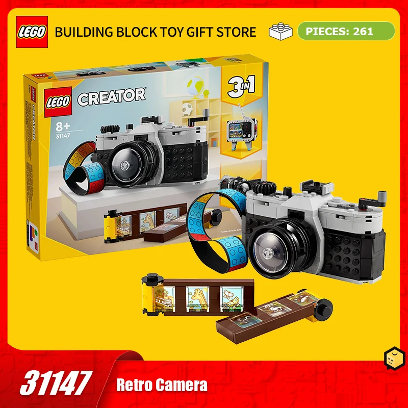 

Ретро-камера LEGO 3 и 1, набор миниатюрных моделей строительных блоков для детских подарков на день рождения, детский набор игрушек