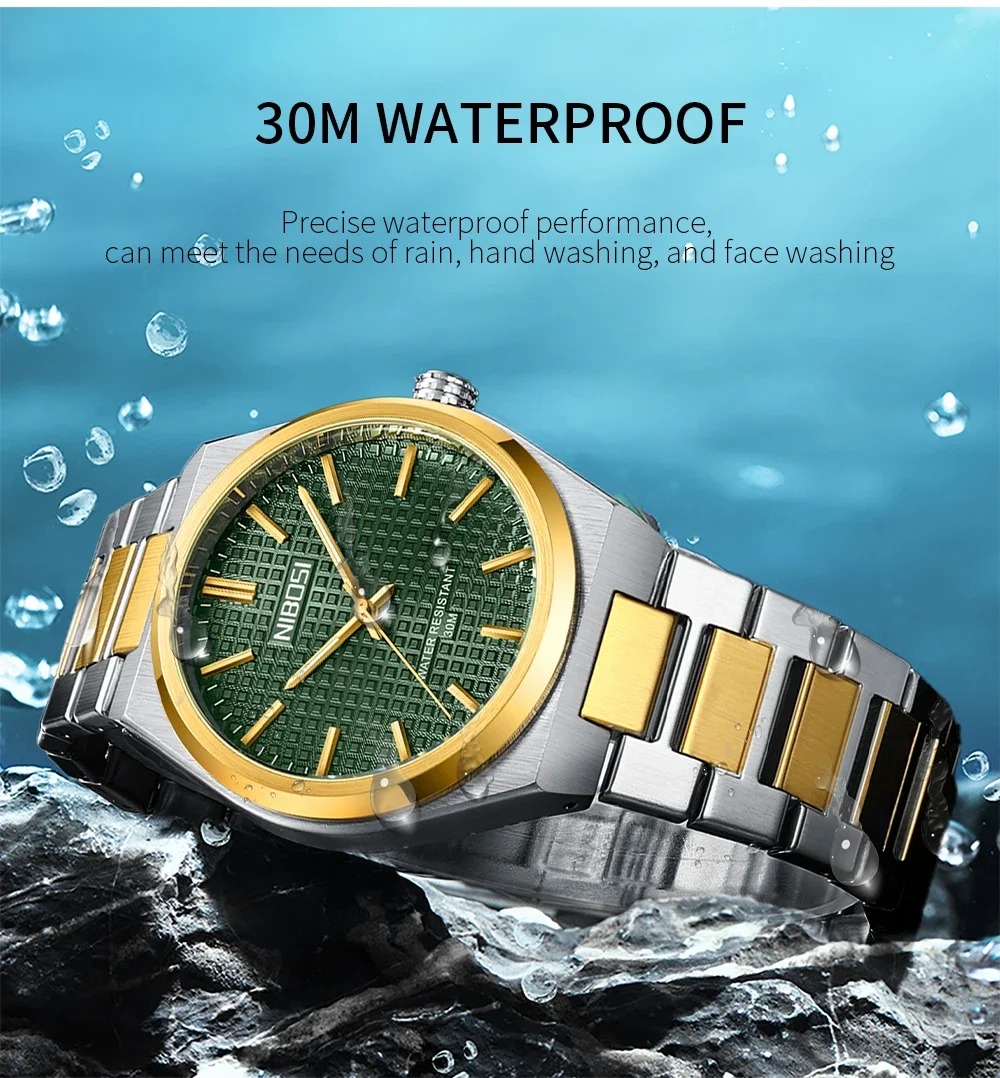 NIBOSI брендовые мужские кварцевые часы, водонепроницаемые светящиеся простые часы из нержавеющей стали для мужчин, повседневные спортивные часы, relogios masculino