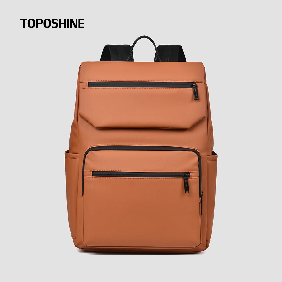 

Toposhine Trendy Orange Casual Backpack Water-Repellent Fabric Secure Laptop Bag Functional Daily Rucksack Lightweight Durable